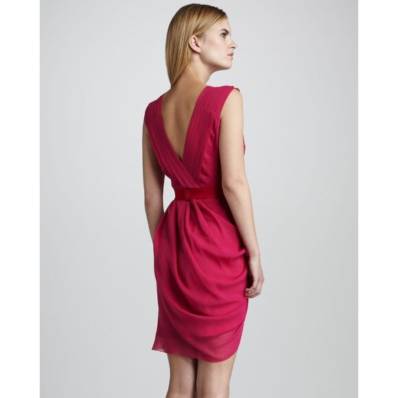 🆕VERA WANG Lavender Label Draped Silk Chiffon Dress 6 - Picture 2 of 8